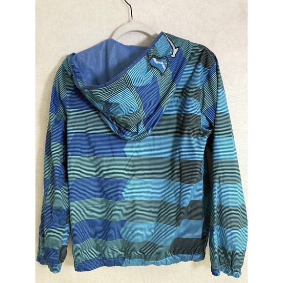 Volcom Hoodie Windbreaker Jacket Zip Boys  Large Blue Stripe Surf skateboard - Picture 6 of 11